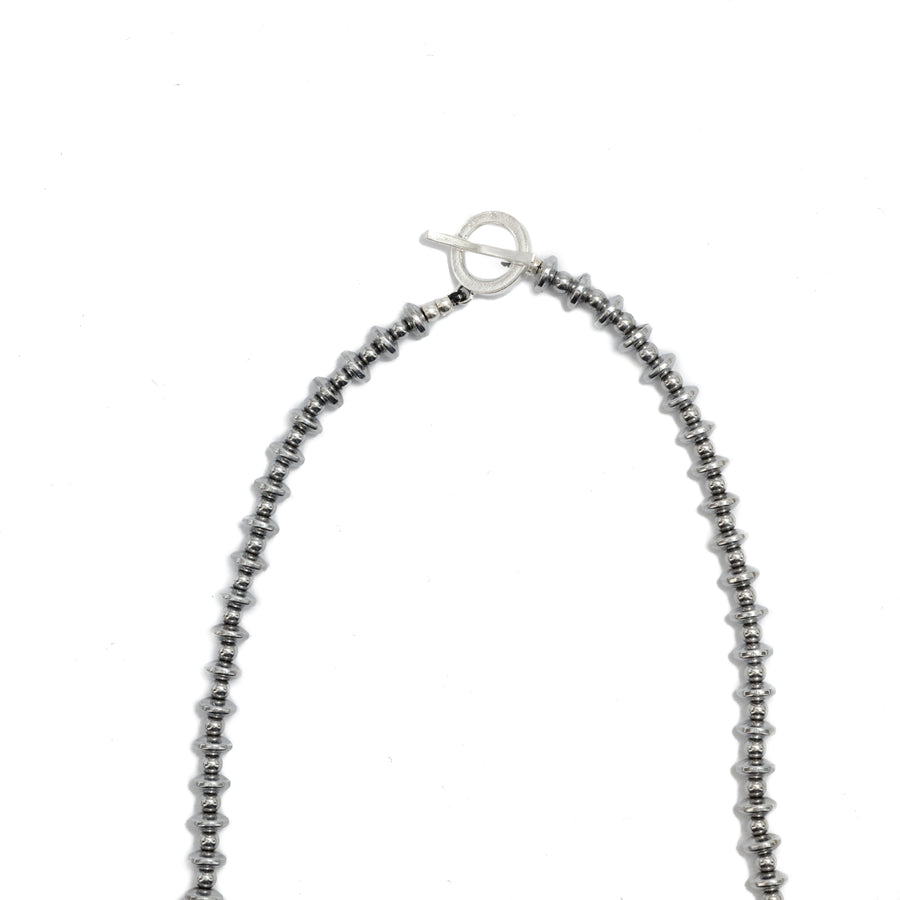 Mikia Hematite Roundel Stone Necklace Hematite 203-M-008101-01