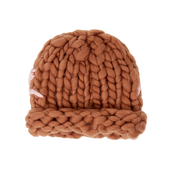 Light Latte Wool Chunky Aran Cable Hand fashion Knit Hat Bulky 100% Luxury Peruvian Wool Beanie