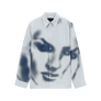 Kidsuper Blurry Face Airbrush Striped Button Up Black