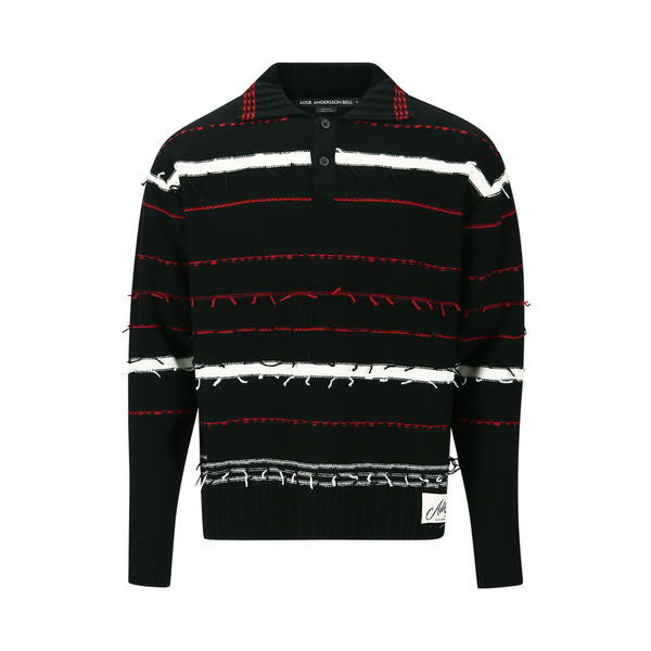 Andersson Bell B&W Stripe Polo Sweater Black ATB1245M – Laced
