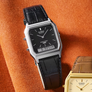 Casio Vintage Analogue Digital Silver Case/Black Leather AQ-230EL-1ADF