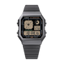 Casio Vintage Stylish Octagon Black Face S/Steel Band A130WEGG-1A