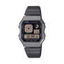 Casio Vintage Stylish Octagon Black Face S/Steel Band A130WEGG-1A