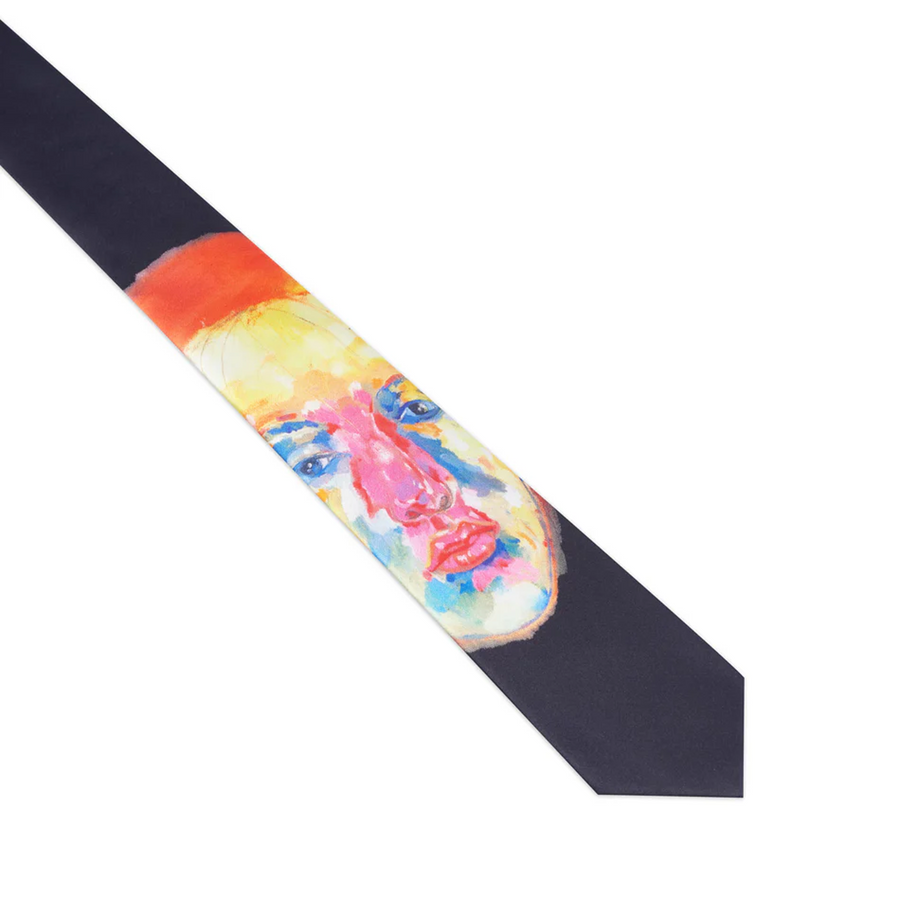 Kidsuper Face-Printed Silk Tie Black