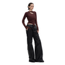 Feng Chen Wang Women's Deconstructed Knit Logo Top Red Brown