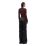 Feng Chen Wang Women's Deconstructed Knit Logo Top Red Brown
