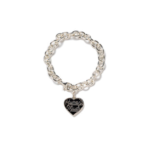 Human Made Heart Silver Bracelet Black HM27GD077