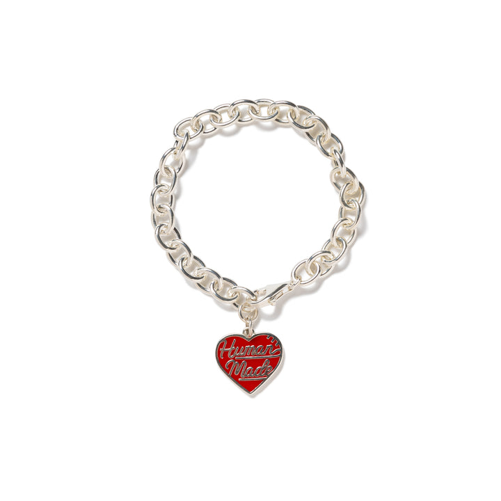 Human Made Heart Silver Bracelet Red HM27GD077