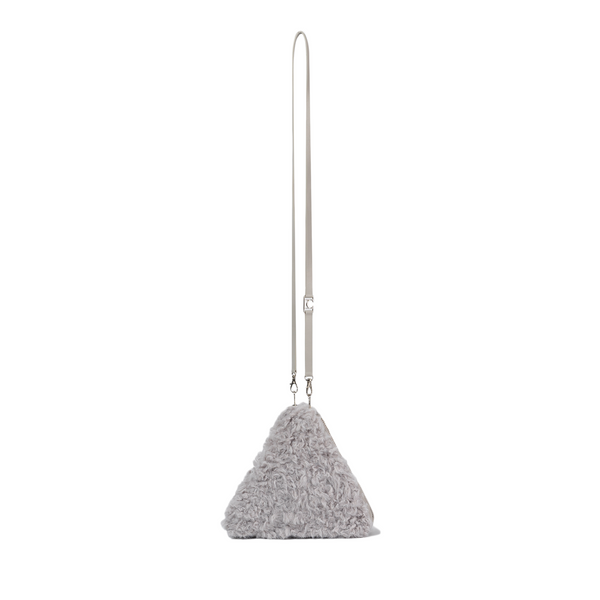 ★LOW CLASSIC★ FUR TRIANGLE POPUP BAG_GREY_LW244BA02GR Low Classic Fur Triangle Pop-Up Bag Grey – Laced