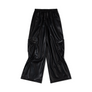 Low Classic Women's Shirring Volume Leather Pants Black