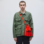 Neighborhood Logo Drawstring Shoulder Bag Orange 251MYNH-CG03