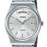 Casio Analogue Day Date Retro White Face, Stainless MTPB146D-7A