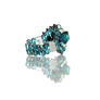 Needles Needles x Tie A Knot Square Crystal Beads Ring K-Green/Blue