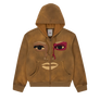 Kidsuper Patchwork Face Heavyweight Zip Up Hoodie Dark Brown