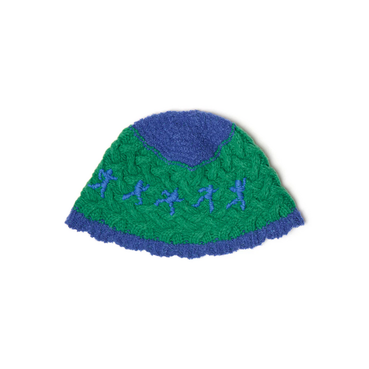 Kidsuper Running Man Crochet Hat Green/Blue
