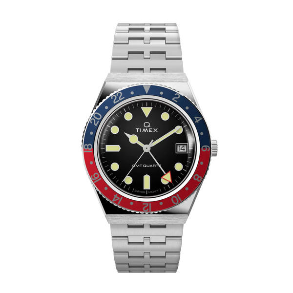 Timex Q GMT 38mm Stainless Steel Bracelet Watch TW2V38000 – Laced