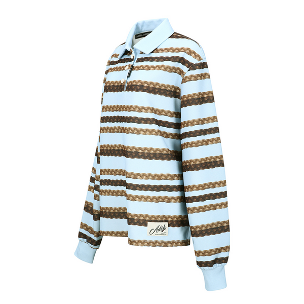 Andersson Bell Women's Hair Braid Stripe Collar T-Shirt Blue