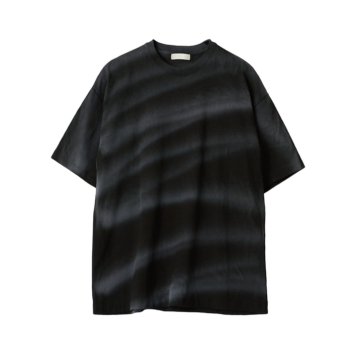 Yoke Spray Printed Border T-Shirt Black