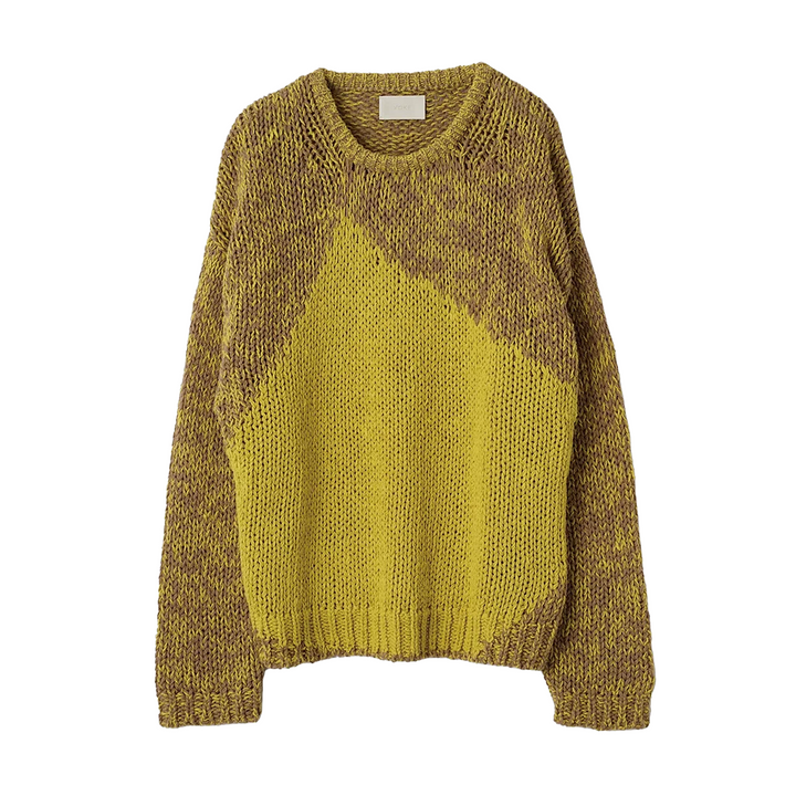 Yoke Intarsia Crewneck Sweater Yellow