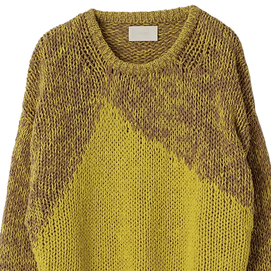 Yoke Intarsia Crewneck Sweater Yellow