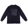 Engineered Garments Printed Cross Crew Neck LS T-Shirt B Navy - Graphic