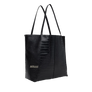 Metalwood Metal Logo Stud Croc Tote Black