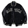 Nautica Japan Melton Stadium Letterman Jacket Black