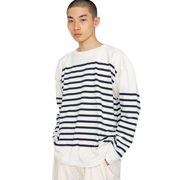 nanamica Paper Knit Stripe Crew Navy – Laced