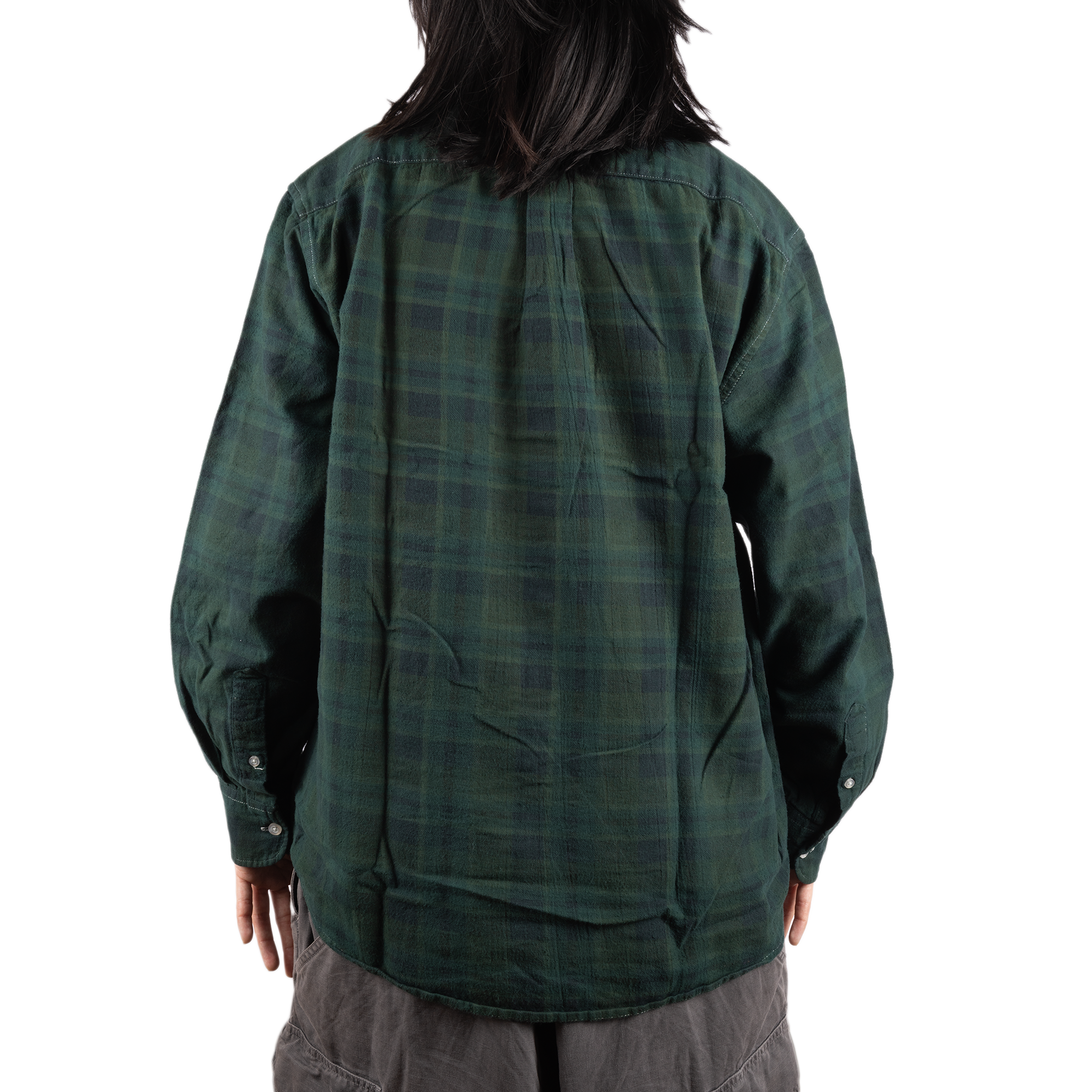 Needles Flannel Shirt Ribbon Shirt #4 Over Dye Dark Green Medium
