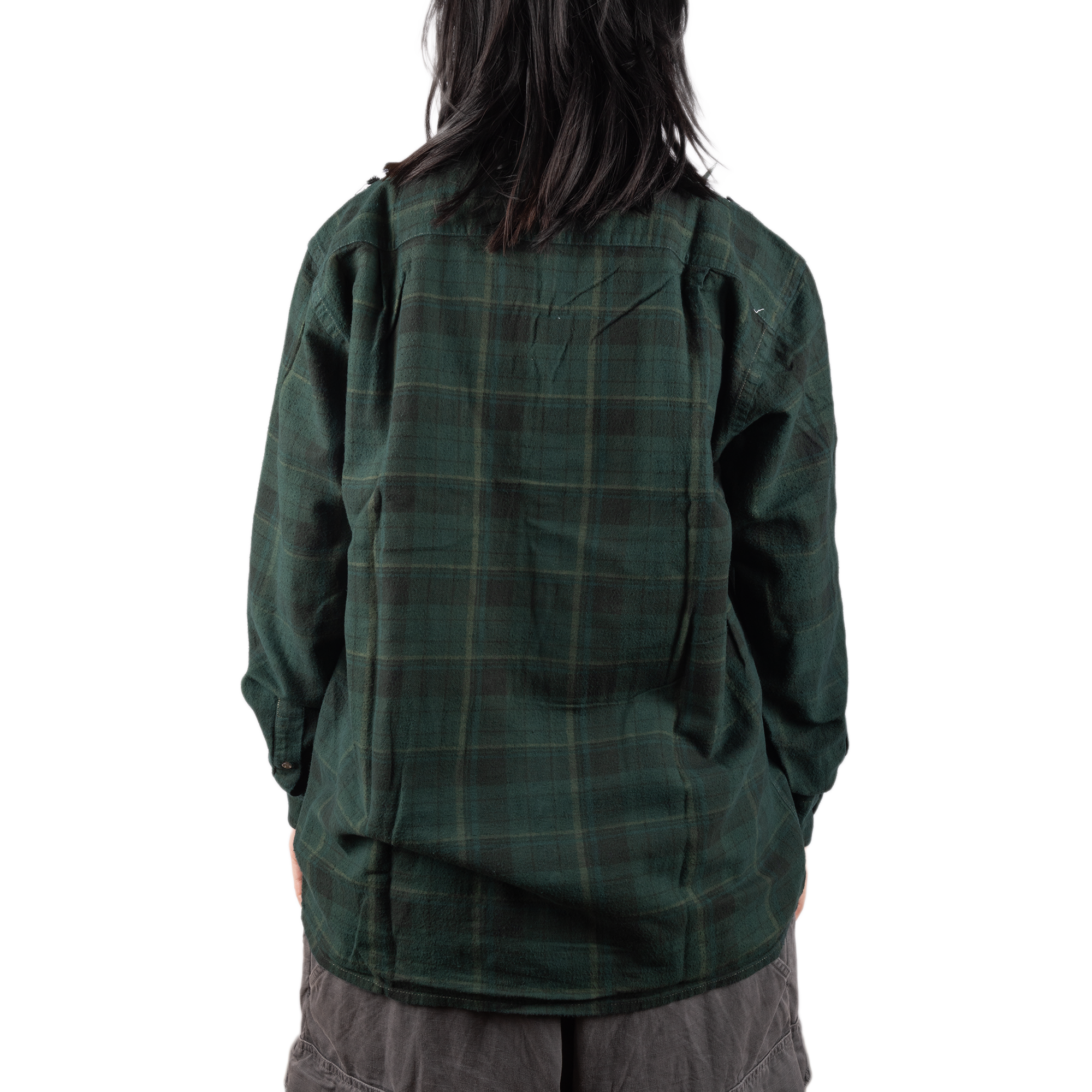 Needles Flannel Shirt Ribbon Shirt #4 Over Dye Dark Green Small