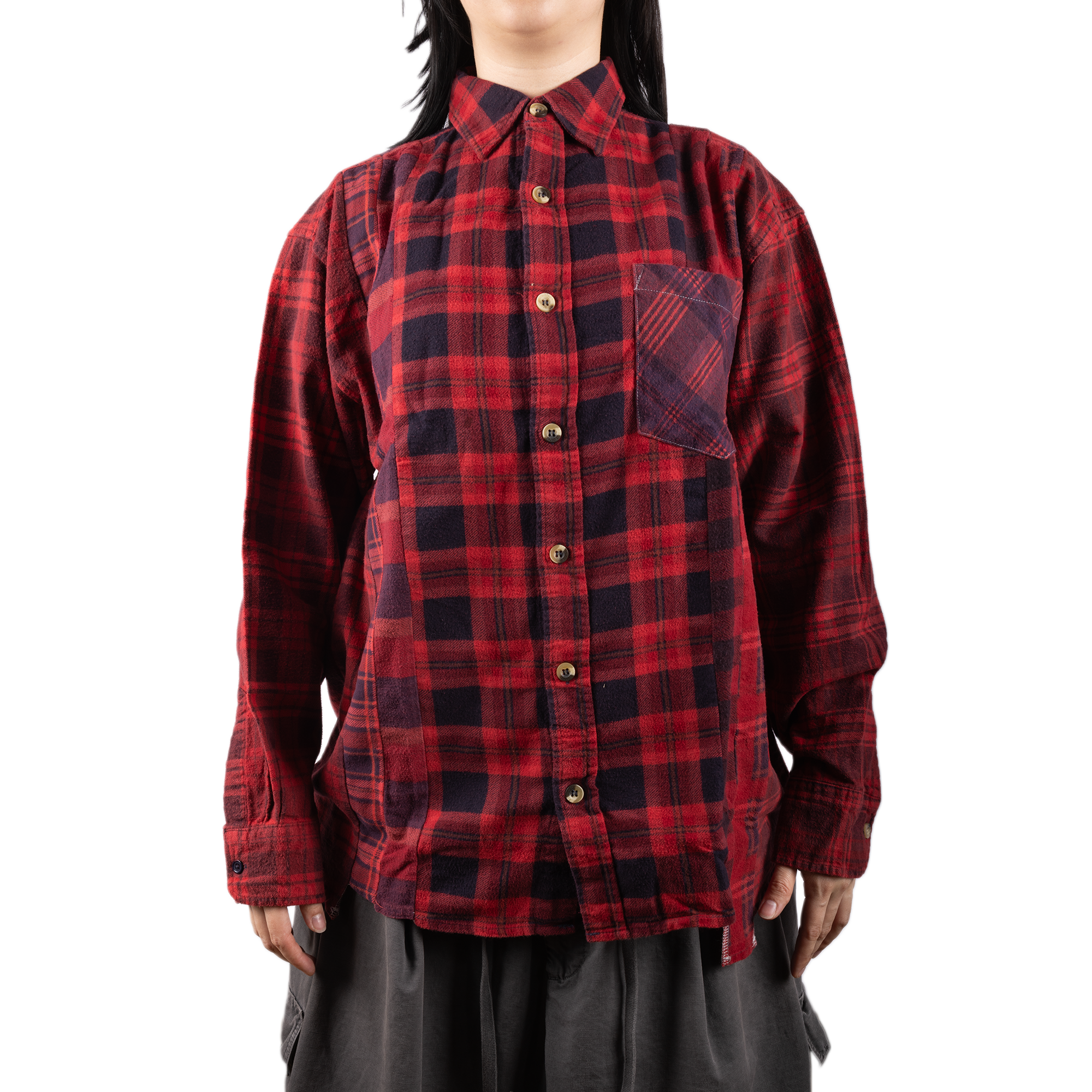 Needles Flannel Shirt 7 Cuts Shirt #5 Over Dye Red Small