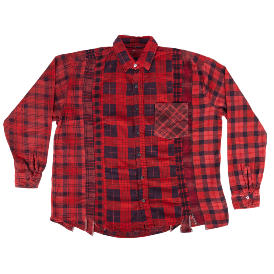 Needles Flannel Shirt 7 Cuts Shirt #5 Over Dye Red X-Large