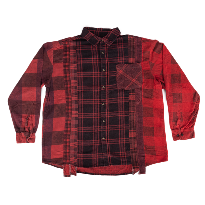 Needles Flannel Shirt 7 Cuts Shirt #5 Over Dye Red Large