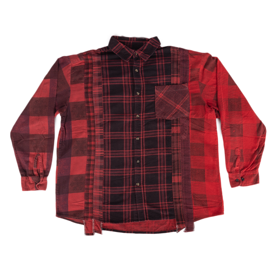 Needles Flannel Shirt 7 Cuts Shirt #5 Over Dye Red Large