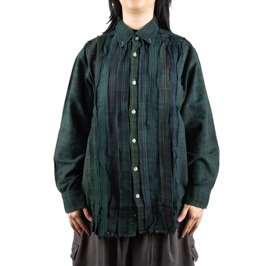 Needles Flannel Shirt Ribbon Shirt #4 Over Dye Dark Green Medium