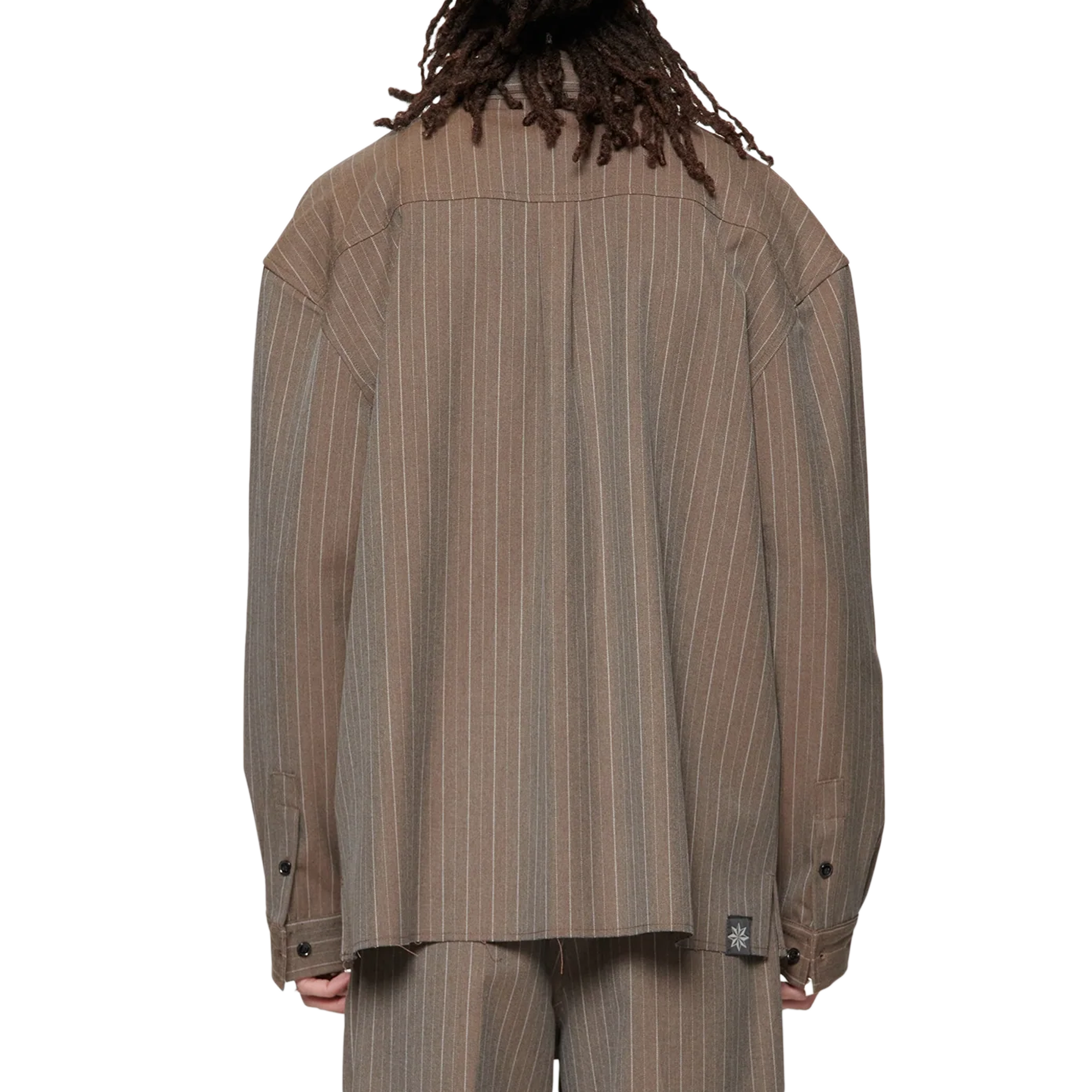 Beach Brains Hold Longsleeve Shirt Brown Pinstripe
