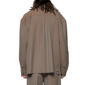 Beach Brains Hold Longsleeve Shirt Brown Pinstripe