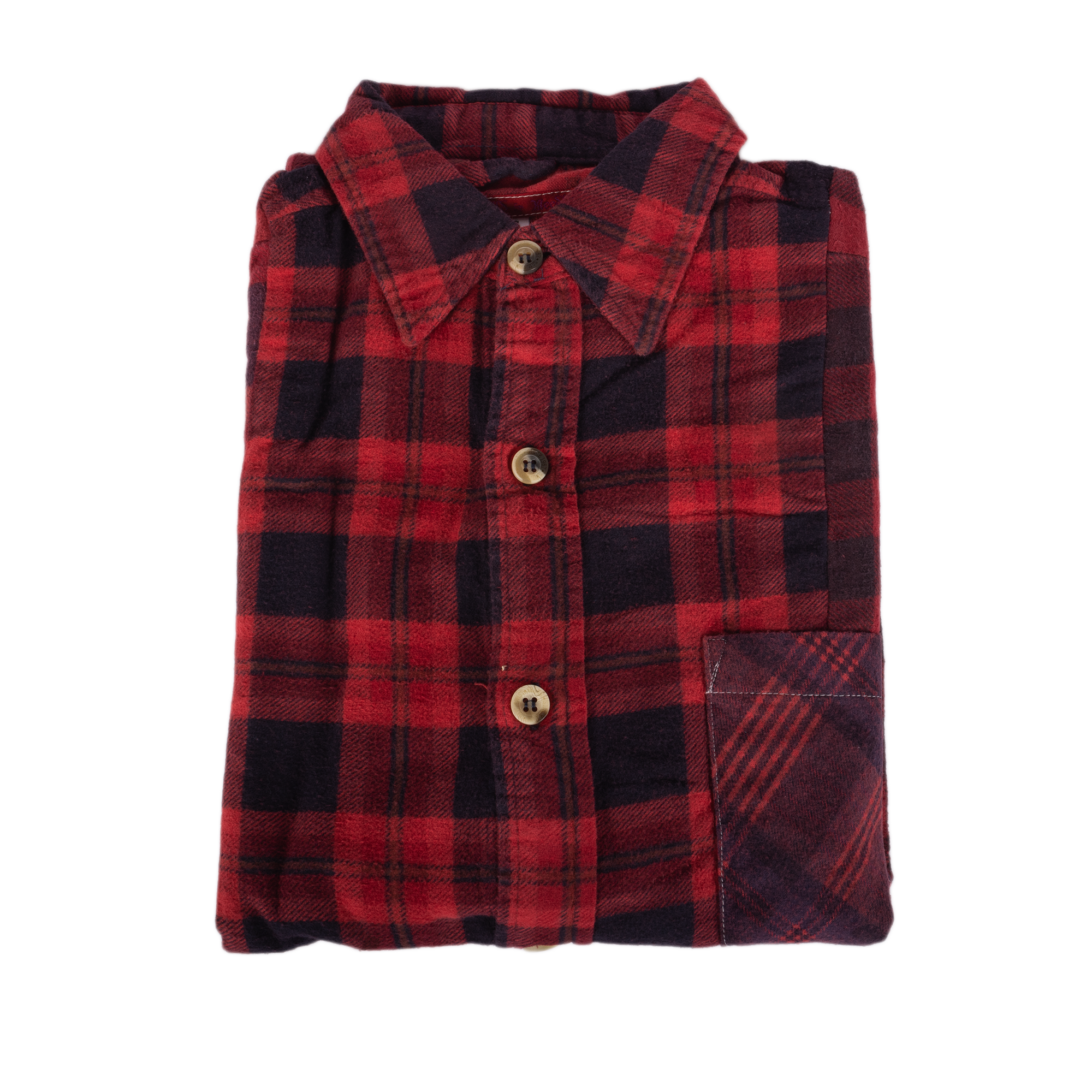 Needles Flannel Shirt 7 Cuts Shirt #5 Over Dye Red Small