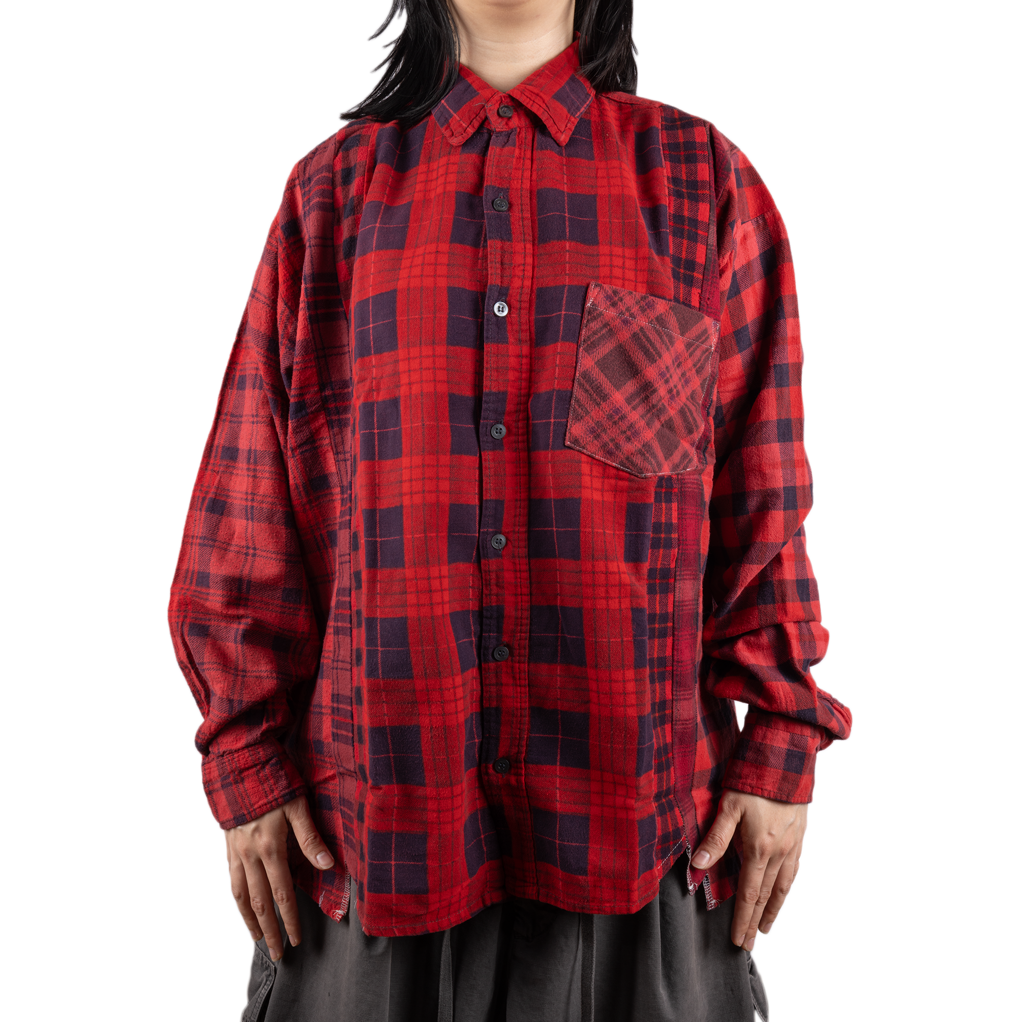 Needles Flannel Shirt 7 Cuts Shirt #5 Over Dye Red X-Large