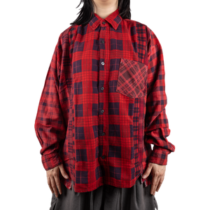 Needles Flannel Shirt 7 Cuts Shirt #5 Over Dye Red X-Large