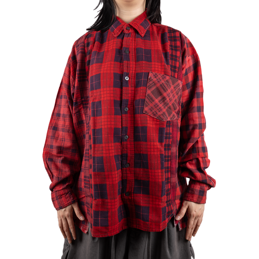 Needles Flannel Shirt 7 Cuts Shirt #5 Over Dye Red X-Large
