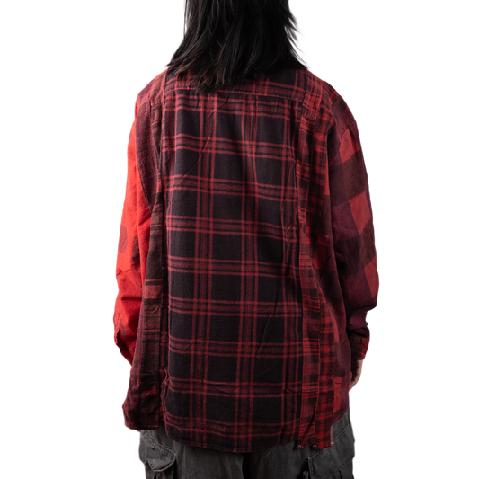 Needles Flannel Shirt 7 Cuts Shirt #5 Over Dye Red Large
