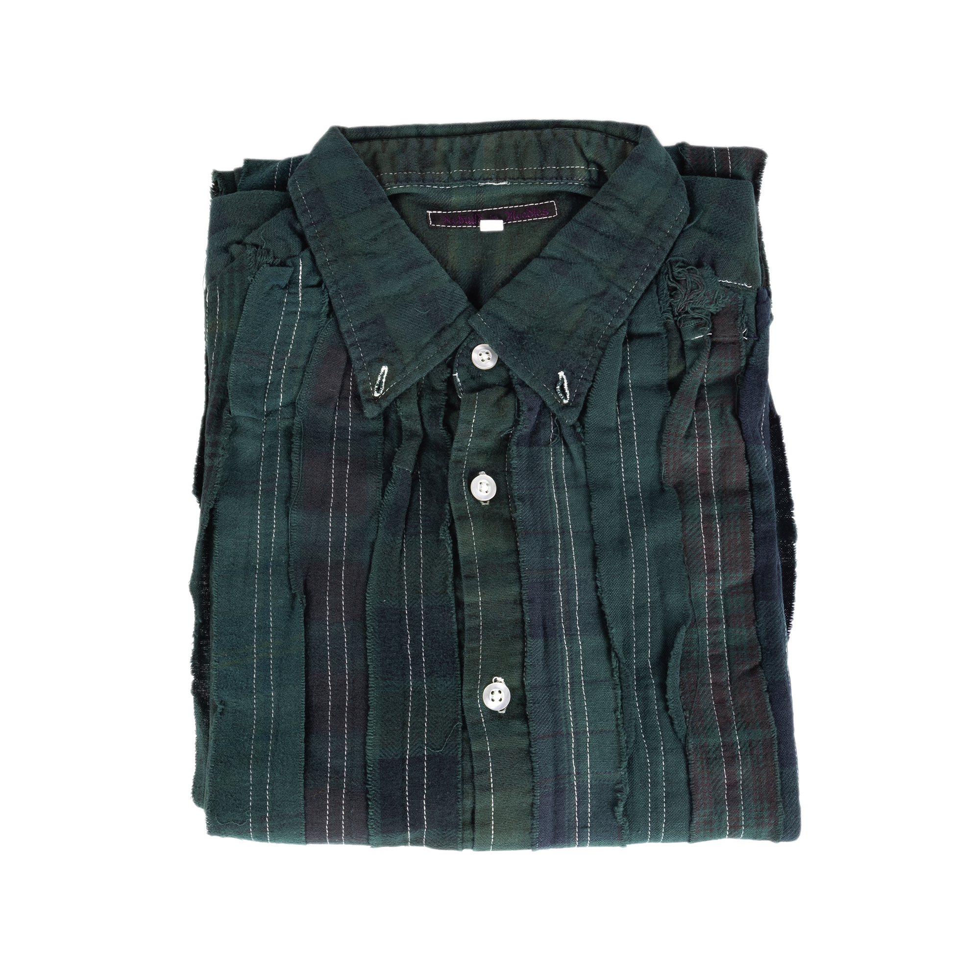 Needles Flannel Shirt Ribbon Shirt #4 Over Dye Dark Green Medium