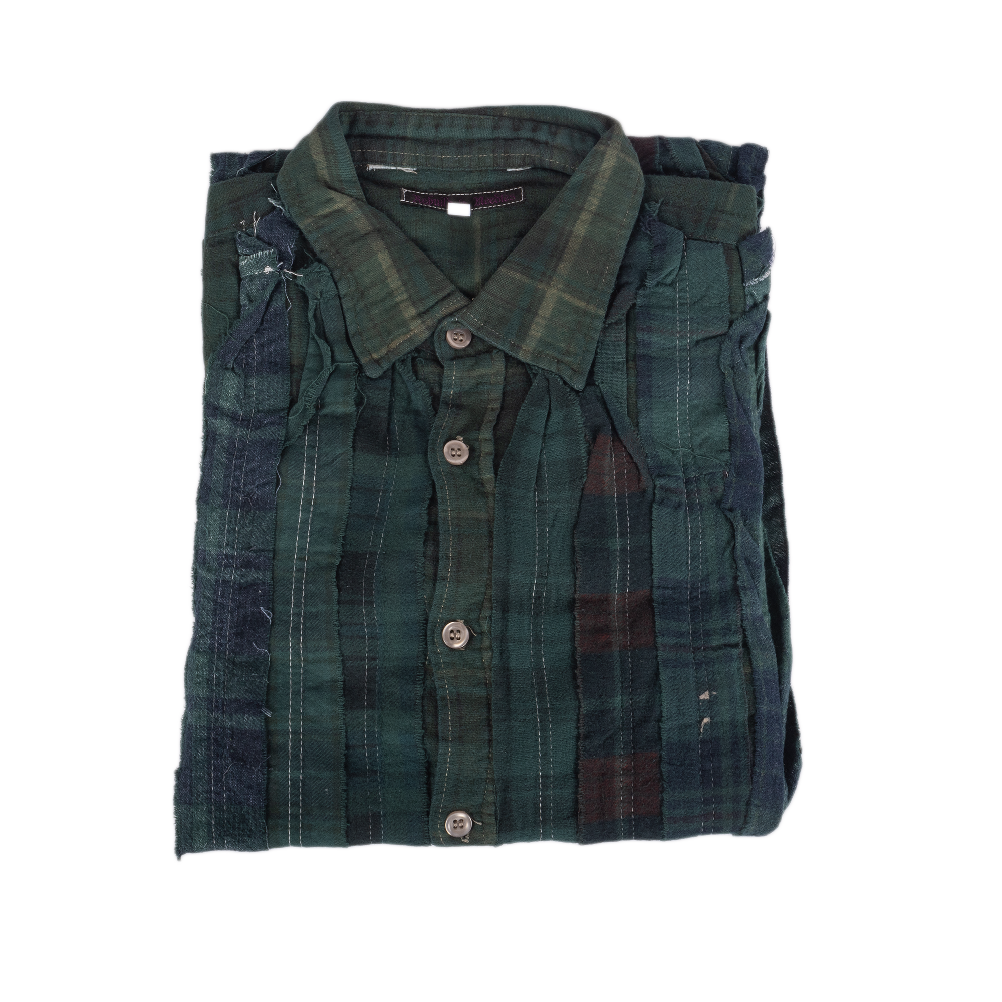 Needles Flannel Shirt Ribbon Shirt #4 Over Dye Dark Green Small