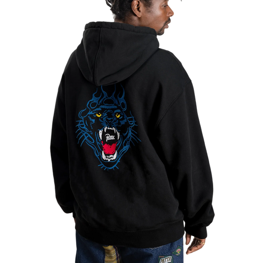 Patta Embroidered Fire Panther Hooded Sweater Black