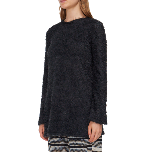 Song For The Mute Women's Mock Neck Twisted Long Sleeve Black