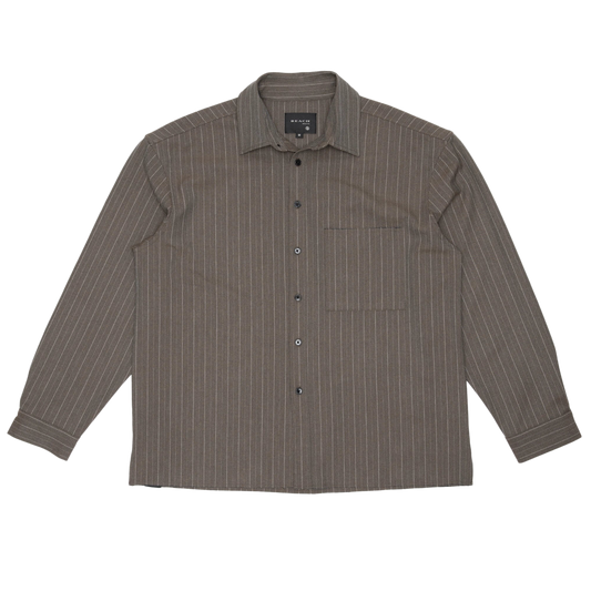 Beach Brains Hold Longsleeve Shirt Brown Pinstripe