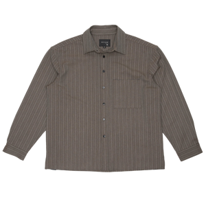 Beach Brains Hold Longsleeve Shirt Brown Pinstripe