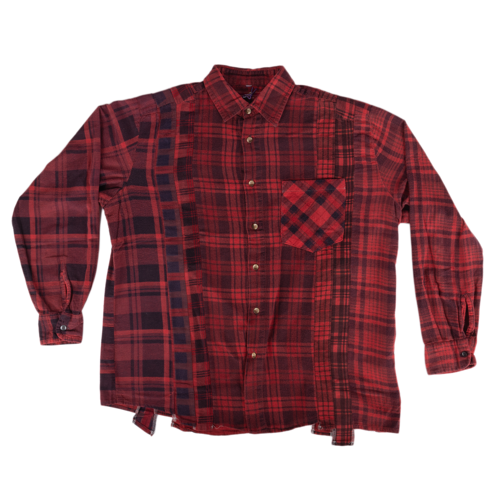 Needles Flannel Shirt 7 Cuts Shirt #5 Over Dye Red Medium
