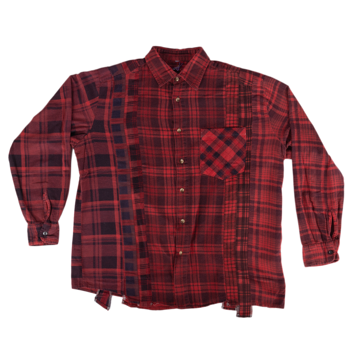 Needles Flannel Shirt 7 Cuts Shirt #5 Over Dye Red Medium